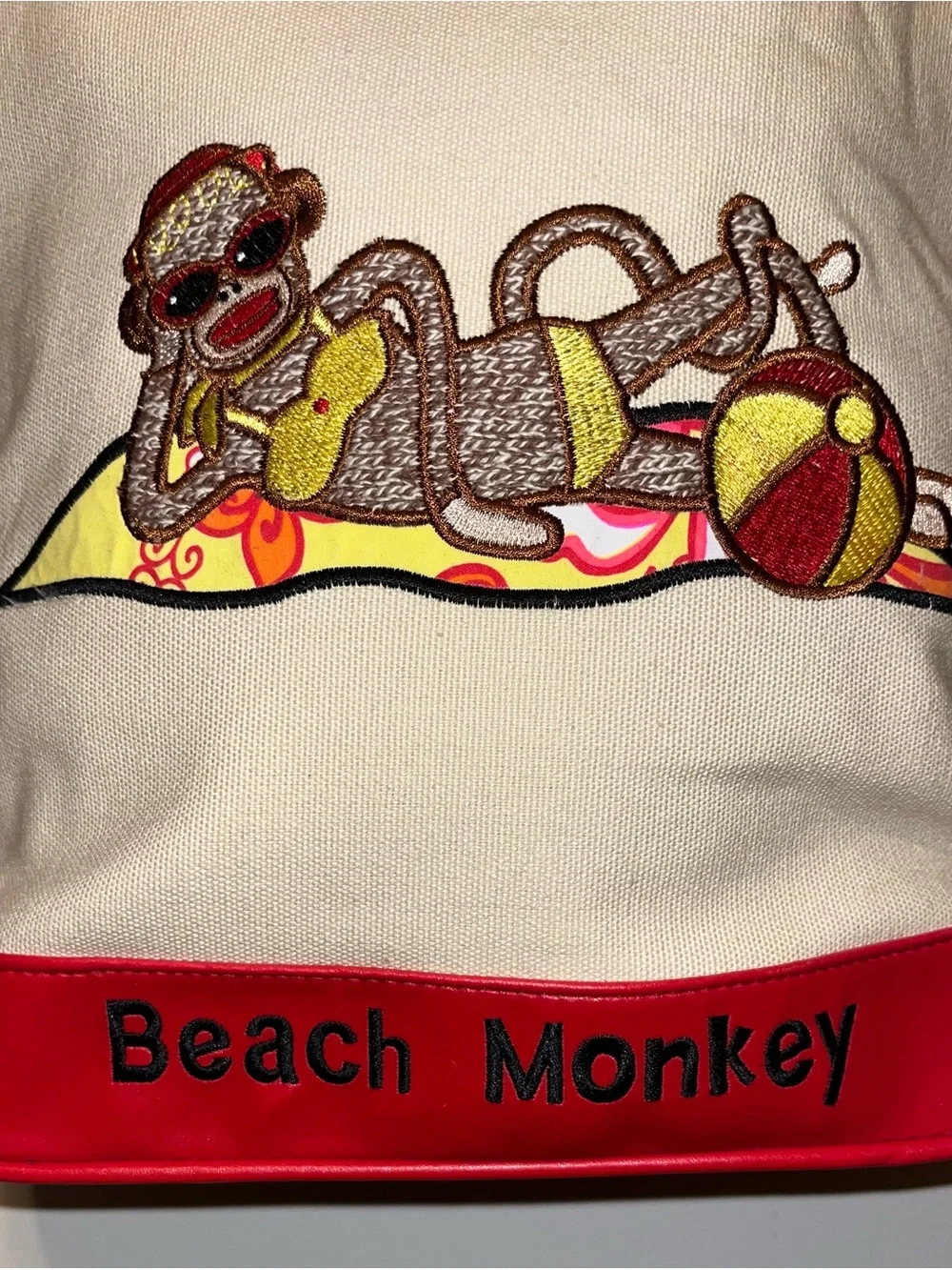 Vintage 2005 Spunky Sock Monkey “Beach Monkey” Canvas Mini Backpack